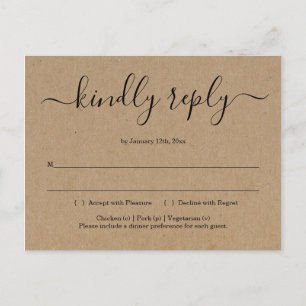 Postal De Invitación Postcard RSVP - Kraft rústico