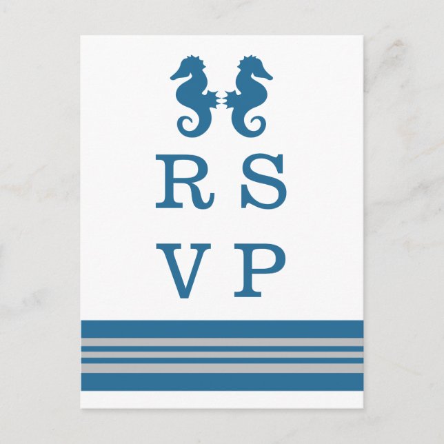 Postal De Invitación Postcard RSVP Nautical Blue Gray (Anverso)
