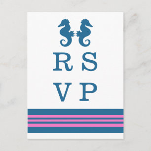 Postal De Invitación Postcard RSVP Nautical Blue Pink