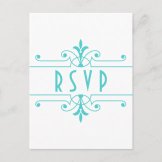 Postal De Invitación Postcarta de Aqua v2 Fancy Ornamental RSVP