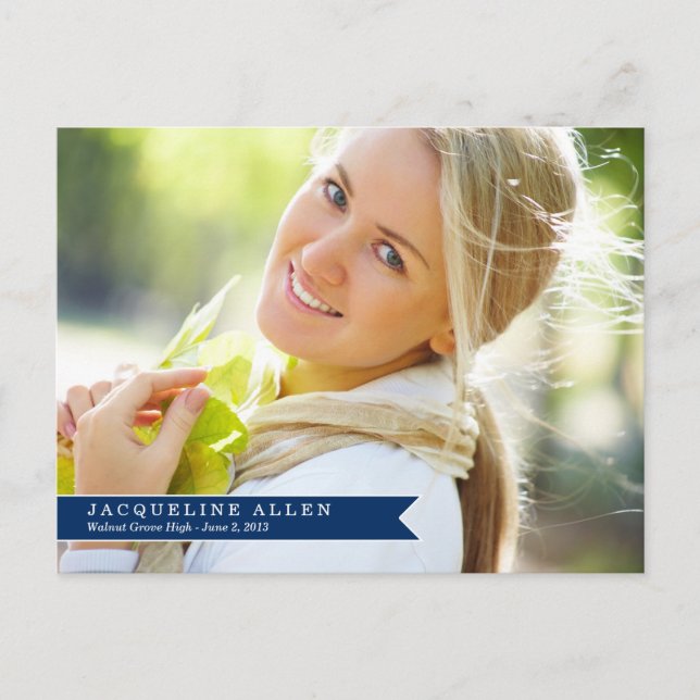 Postal De Invitación Postcarta de graduación de cinta simple (Anverso)