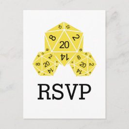 Postal De Invitación Postcarta de respuesta de dados D20 amarillo