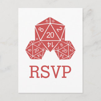 Postal De Invitación Postcarta de respuesta de dados de Red D20