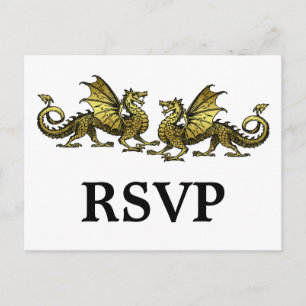Postal De Invitación Postcarta de respuesta de dragones con elegancia d