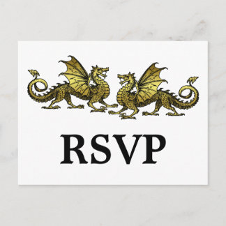 Postal De Invitación Postcarta de respuesta de dragones con elegancia d