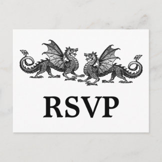 Postal De Invitación Postcarta de respuesta de Dragones Elegantes de Pl