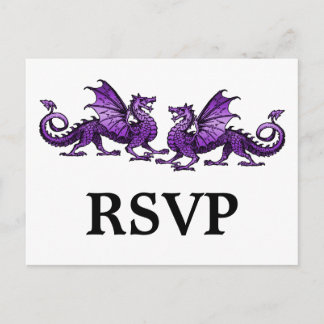 Postal De Invitación Postcarta de respuesta de dragones morados elegant