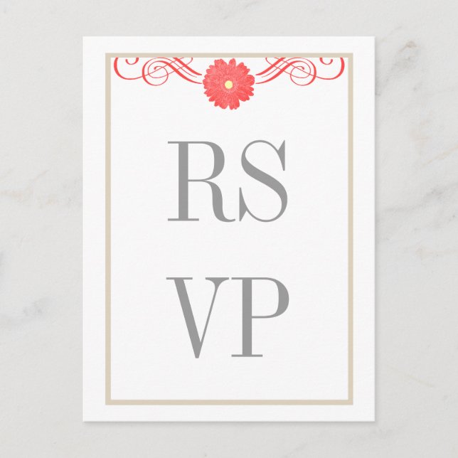 Postal De Invitación Postcarta de respuesta de Gerbera Daisy Swirls (Anverso)