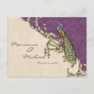 Postal De Invitación Postcarta de respuesta de RSVP para Peacock y Etch