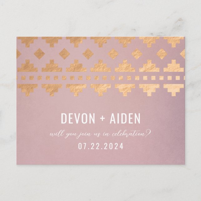 Postal De Invitación Postcarta de respuesta del Boda Gleam del suroeste (Anverso)
