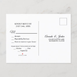 Postal De Invitación Postcarta de respuesta simple de caligrafía blanca