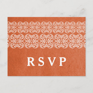 Postal De Invitación Postcarta de RSVP Bohemia moderna naranja