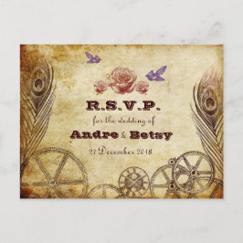 Postal De Invitación Postcarta de RSVP de Victoria Steampunk