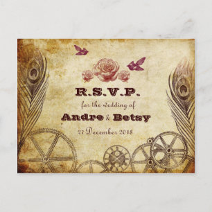 Postal De Invitación Postcarta de RSVP de Victoria Steampunk