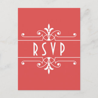 Postal De Invitación Postcarta de RSVP Ornamental de Fancy Rojo