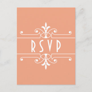 Postal De Invitación Postcarta de RSVP Ornamental de naranja Fancy
