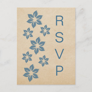 Postal De Invitación Postcarta Floral Azul Tropical RSVP