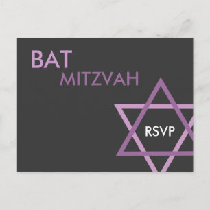 Postal De Invitación Postcarta moderna de Bat Mitzvah RSVP