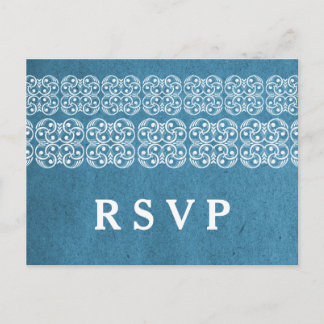 Postal De Invitación Postcarta RSVP Bohemiana Azul Moderno