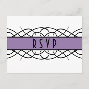 Postal De Invitación Postcarta RSVP con sabor a deco morado