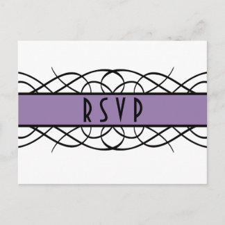 Postal De Invitación Postcarta RSVP con sabor a deco morado