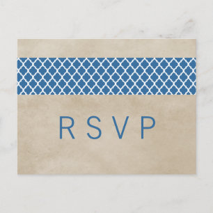 Postal De Invitación Postcarta RSVP de Blue Rustic Quatrefoil