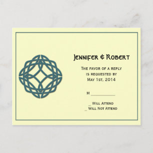 Postal De Invitación Postcarta RSVP de Eternidad Celta verde azulada