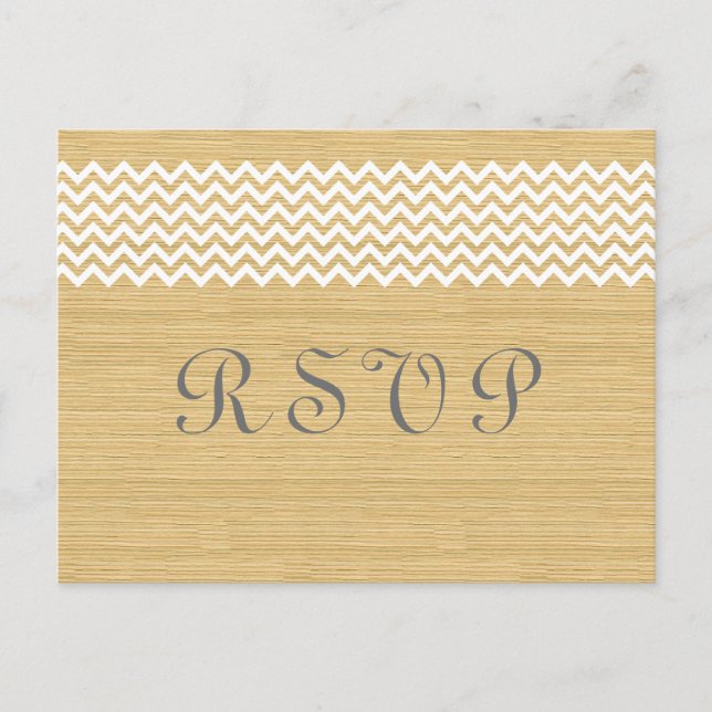 Postal De Invitación Postcarta RSVP de Ivory Rustic Chevron (Anverso)