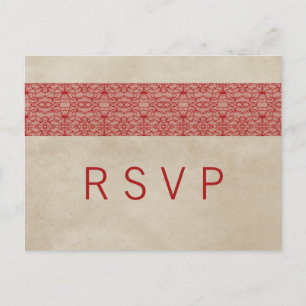 Postal De Invitación Postcarta RSVP de Red Rustic Lace