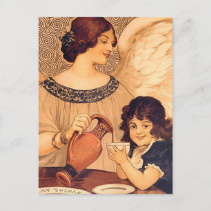 Postal De Invitación Póster Antiguo del Ángel de Chocolate Francés: Art