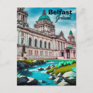 Postal De Invitación Póster de viaje de Belfast Irlanda del Norte Arte 