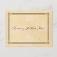 Poster vintage Cream & Brown Wedding RSVP Postcard