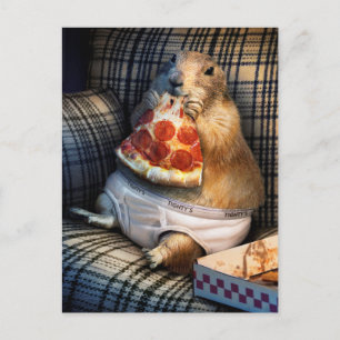Postal De Invitación Prairie Dog Eating Pizza