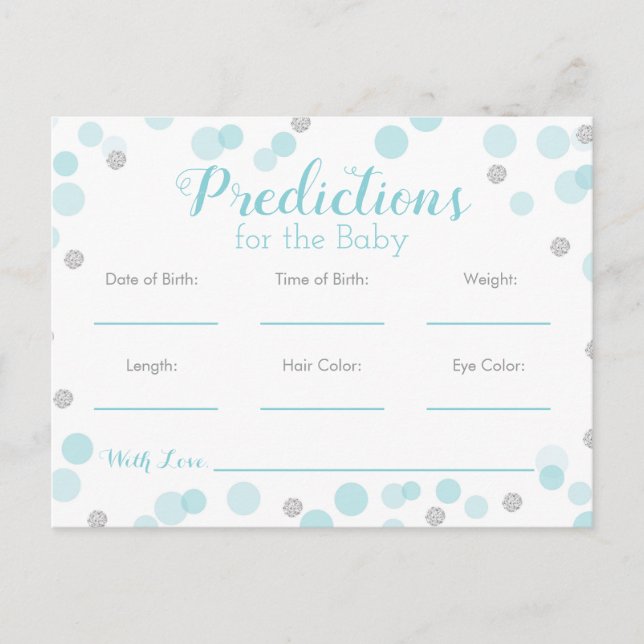 Postal De Invitación Predicciones para el juego de Baby Shower para beb (Anverso)