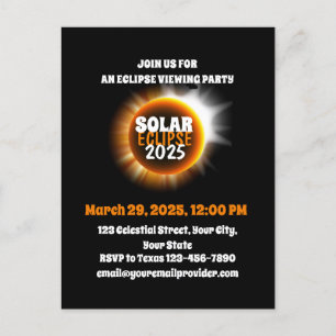 Postal De Invitación Presenciando el eclipse solar parcial 3/29/2025 Es
