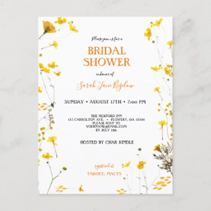 Postal De Invitación Presión presupuestaria Flor silvestre Boho Bridal