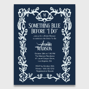 Postal De Invitación Presupuesto Algo Azul Despedida de Soltera Floral 