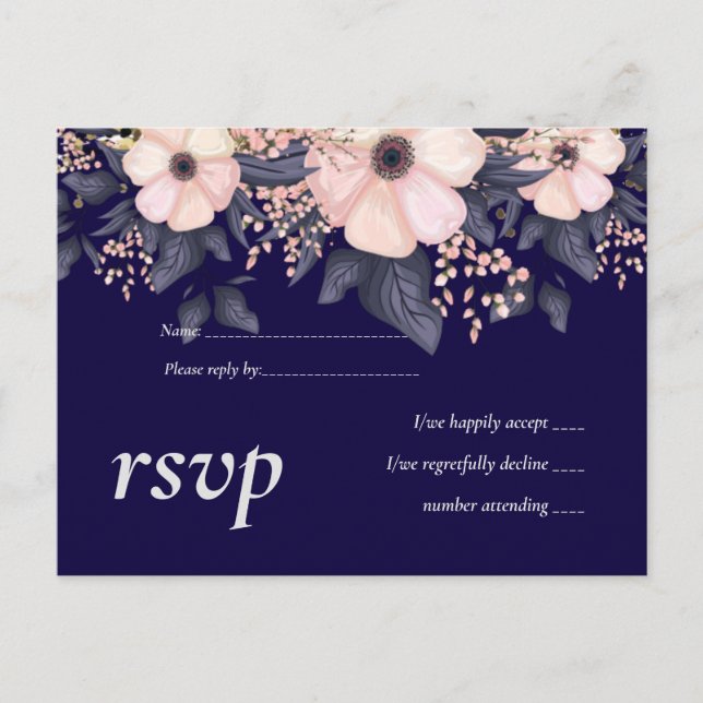 Postal De Invitación Presupuesto Boda moderno rosa azul de la Marina (Anverso)