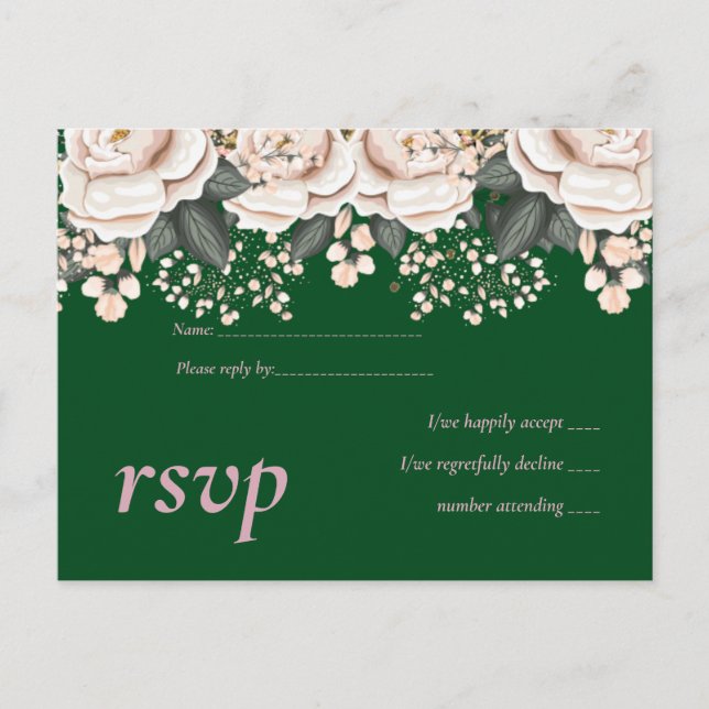 Postal De Invitación Presupuesto del Boda de Floral Verde Botánico (Anverso)