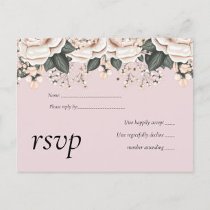 Postal De Invitación Presupuesto del Boda de salvia floral rosa de Rubo