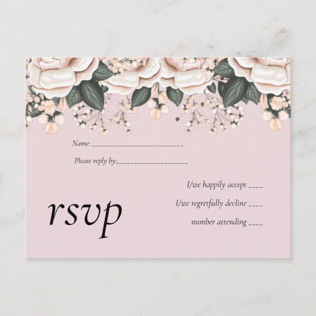 Postal De Invitación Presupuesto del Boda de salvia floral rosa de Rubo (Anverso)