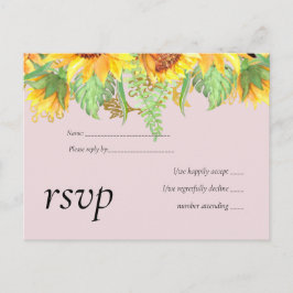 Postal De Invitación Presupuesto del Boda Rubor Pink con girasoles