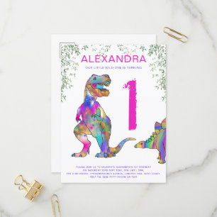 Postal De Invitación Presupuesto Fiesta de cumpleaños 1 dinosaurio salv