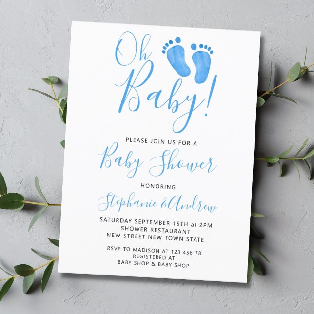 Postal De Invitación Presupuesto Oh Pies de Bebé Parejas Baby Shower (Subido por el creador)