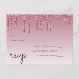 Postal De Invitación PRESUPUESTO Purpurina rosa Boda RSVP
