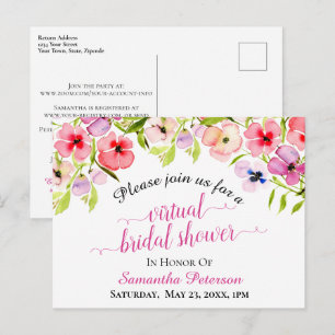 Postal De Invitación Primavera de color de agua Piscina Virtual Bridal 