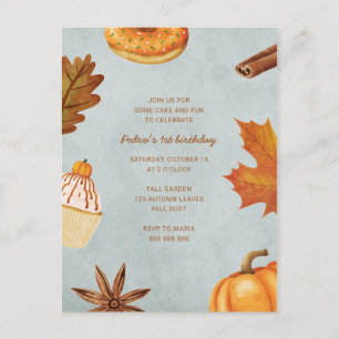Postal De Invitación Primer cumpleaños niño Calabaza de otoño uno