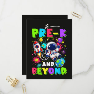 Postal De Invitación Primer Día de Pre-K Astronauta Espacio Regreso a l