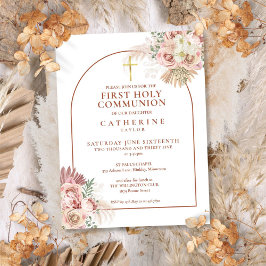 Postal De Invitación Primera Comunión Arco de hierba de Pampas