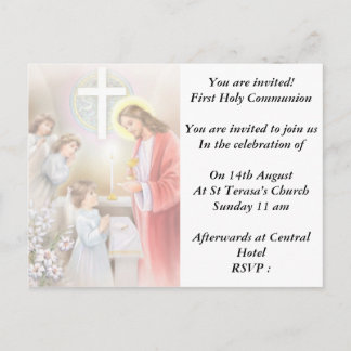 Postal De Invitación Primera confirmación de la comunión sagrada para i